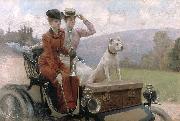 Julius LeBlanc Stewart Les Dames Goldsmith au bois de Boulogne en 1897 sur une voiturette Sweden oil painting artist